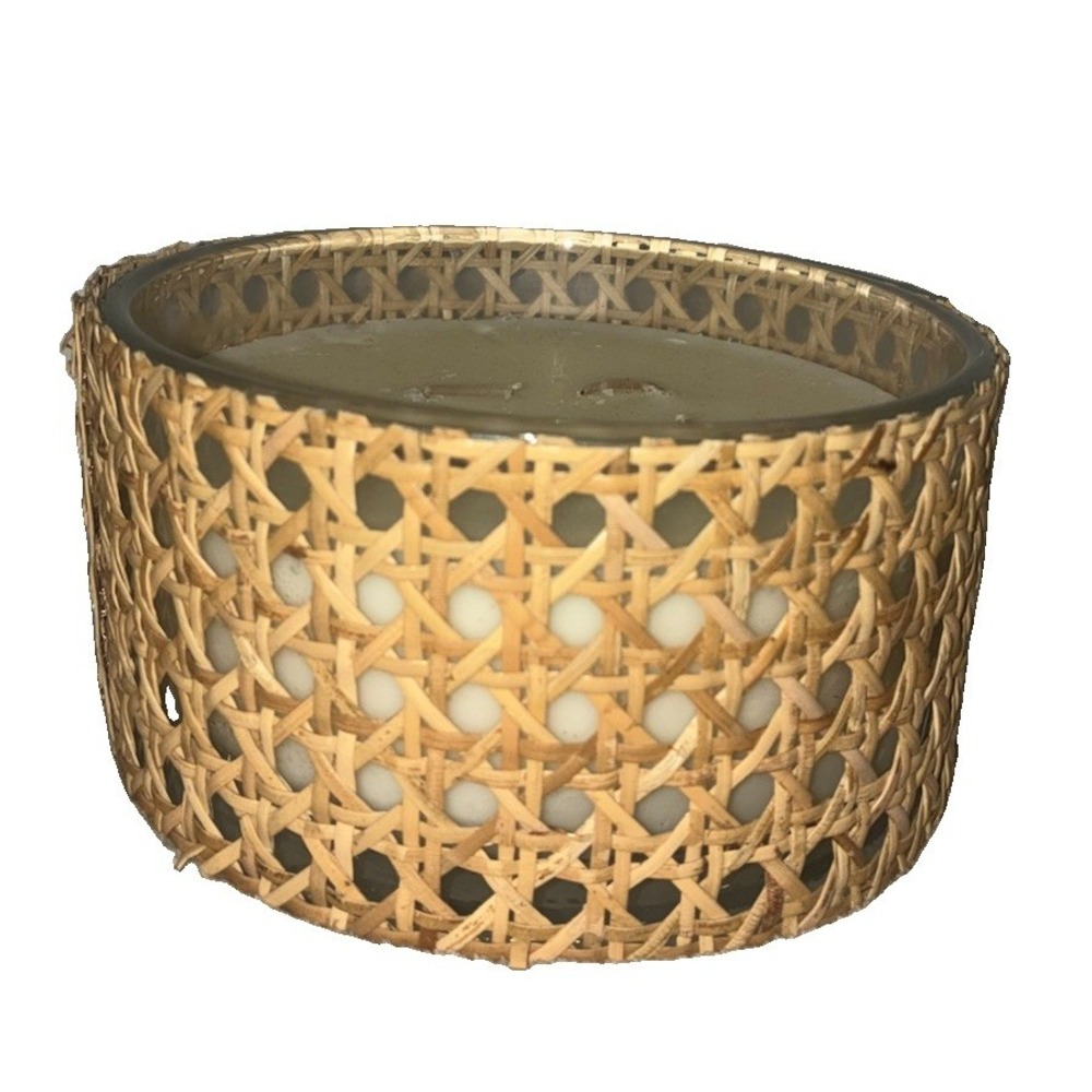 Sand + Fog Candle Lemon Sugar 4 Wicks Glass Wicker 23 Oz NEW *no cover